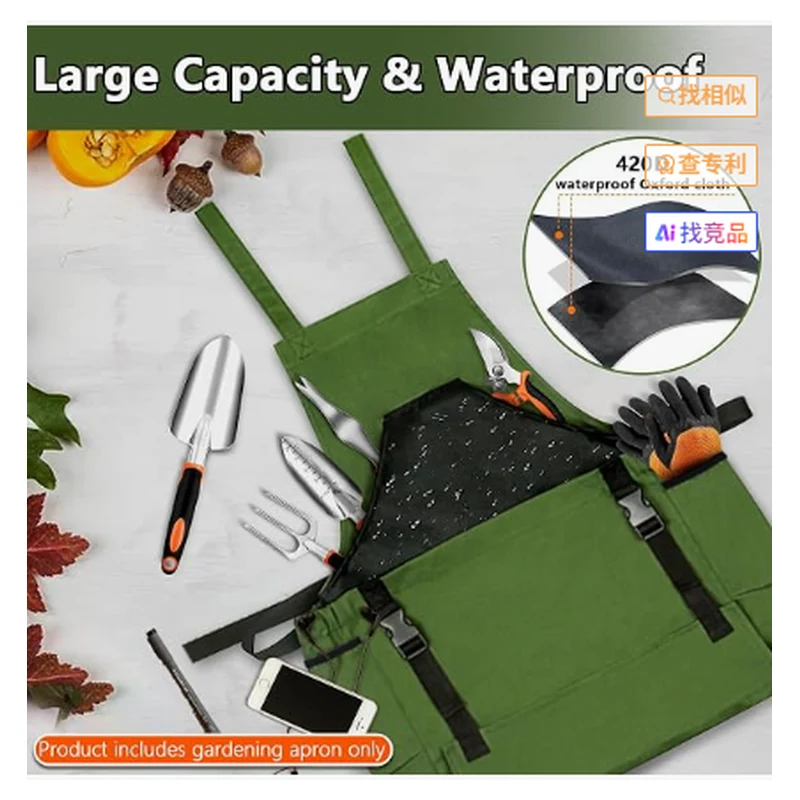 Water-Resistant Garden Apron with Deep Harvest Pocket